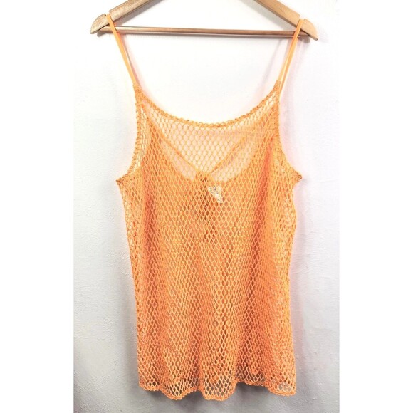 Wild Fable Stretchy Orange Mesh Net Top Swim Cover Up Size XL - Picture 1 of 6